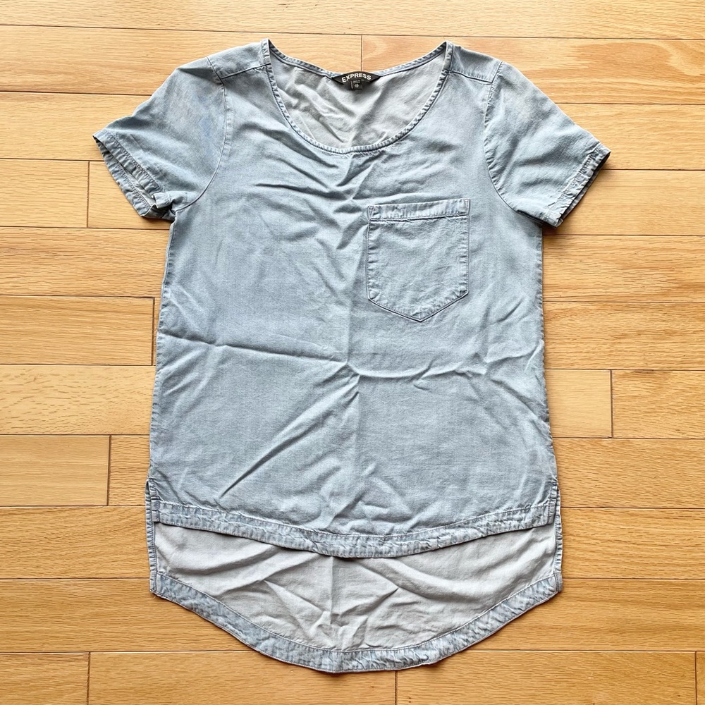 Chambray Denim High-Low Shirt